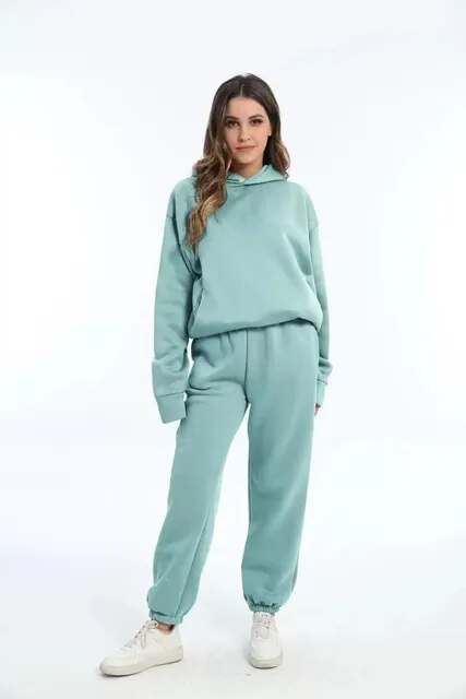 Damen Loungewear-Set mit locker sitzendem Kapuzenpullover und Jogginghose