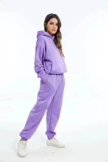 Damen Loungewear-Set mit locker sitzendem Kapuzenpullover und Jogginghose