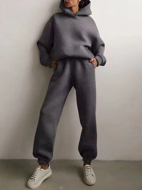Damen Loungewear-Set mit locker sitzendem Kapuzenpullover und Jogginghose