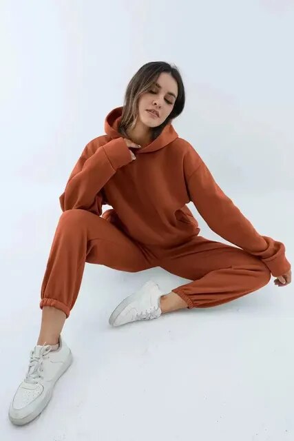 Damen Loungewear-Set mit locker sitzendem Kapuzenpullover und Jogginghose