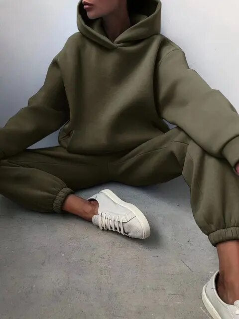 Damen Loungewear-Set mit locker sitzendem Kapuzenpullover und Jogginghose