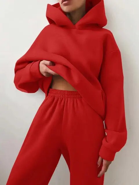 Damen Loungewear-Set mit locker sitzendem Kapuzenpullover und Jogginghose