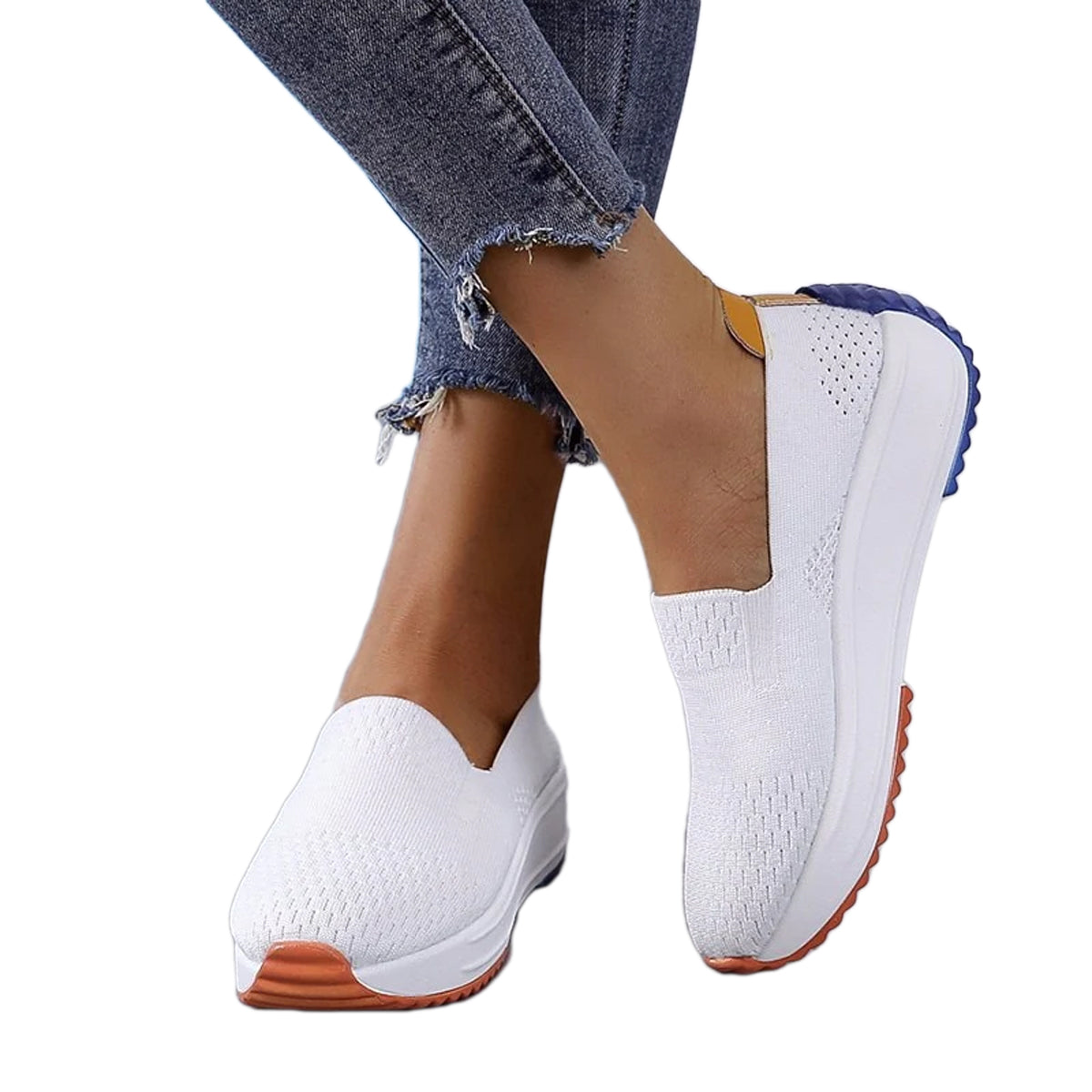 Atmungsaktiver Slip-on-Trainingsschuh aus Strick für Damen