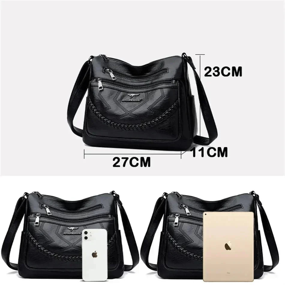 Damen Luxus Weichleder-Schultertasche - Alltägliche Eleganz