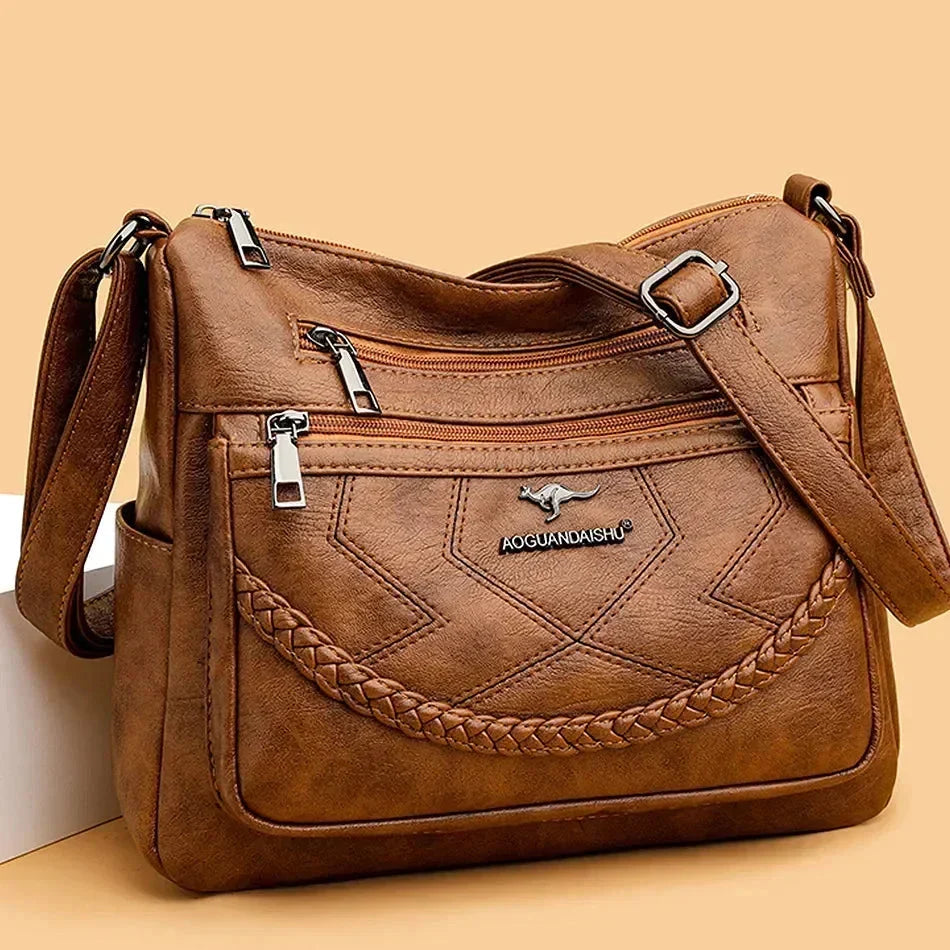 Damen Luxus Weichleder-Schultertasche - Alltägliche Eleganz