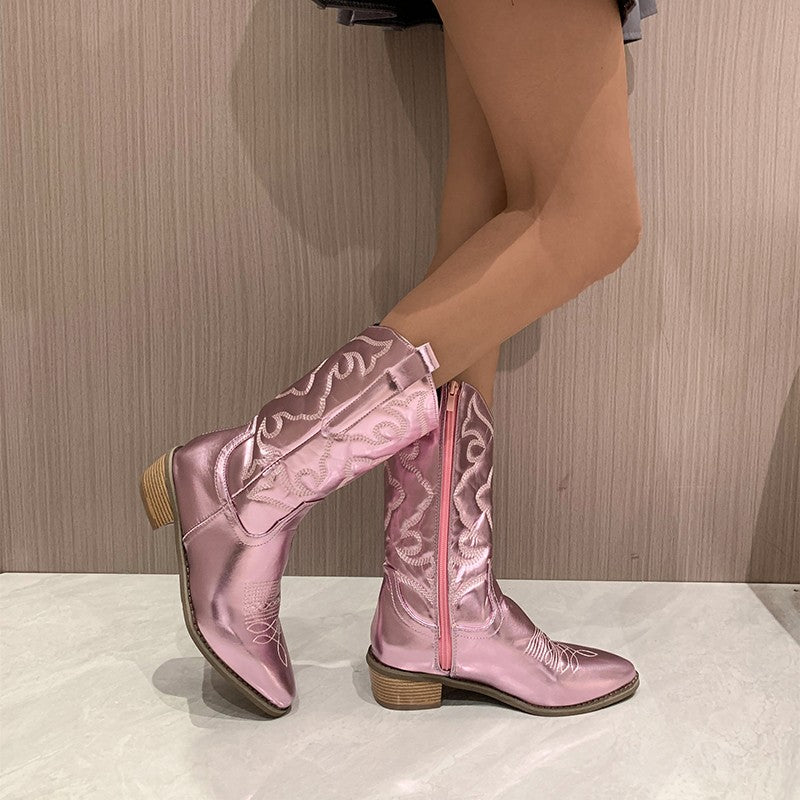 Damen-Cowboystiefel im Metallic-Stil – Modische Stiefel