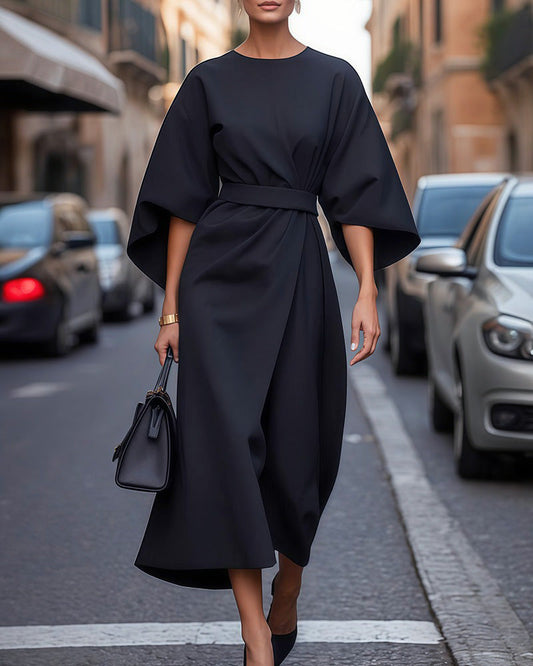Damen-Midi-Wickelkleid