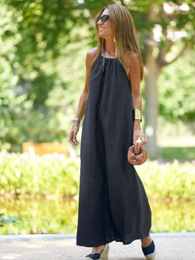 Damen Neckholder Maxikleid in A-Linie