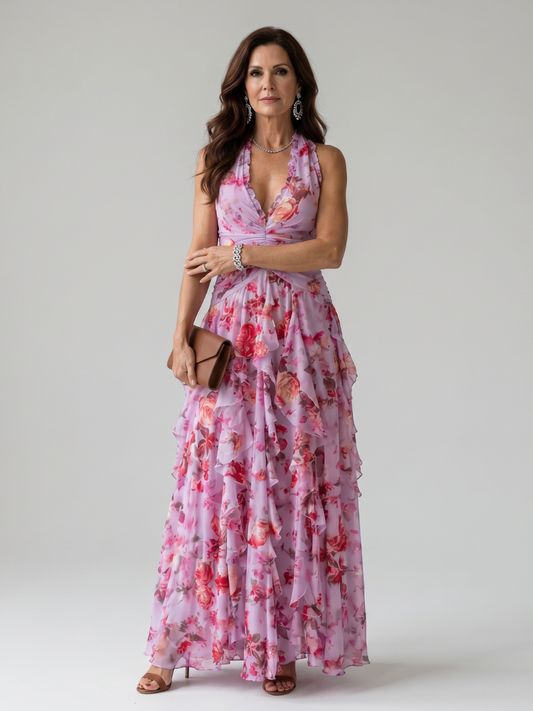 Damen Neckholder-Maxikleid