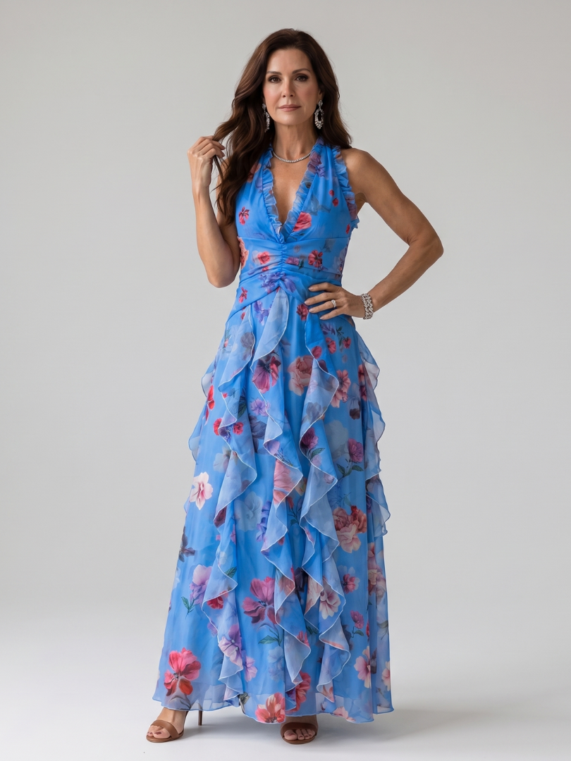 Damen Neckholder-Maxikleid