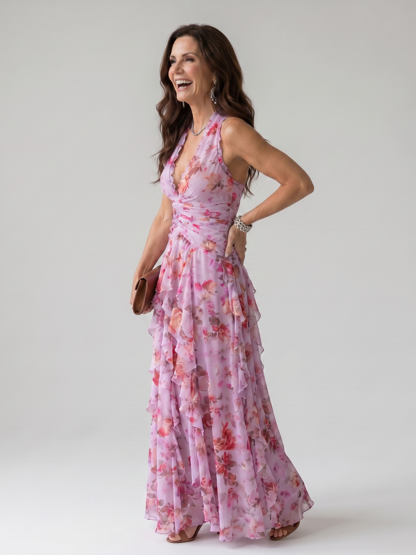 Damen Neckholder-Maxikleid