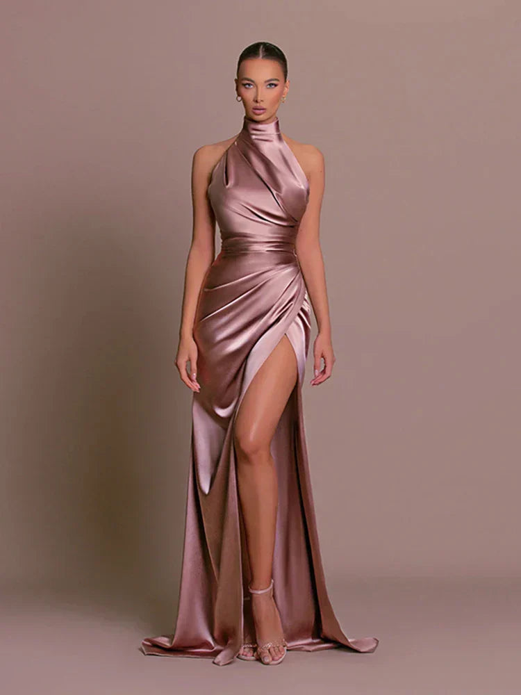 Damen Neckholder Maxikleid