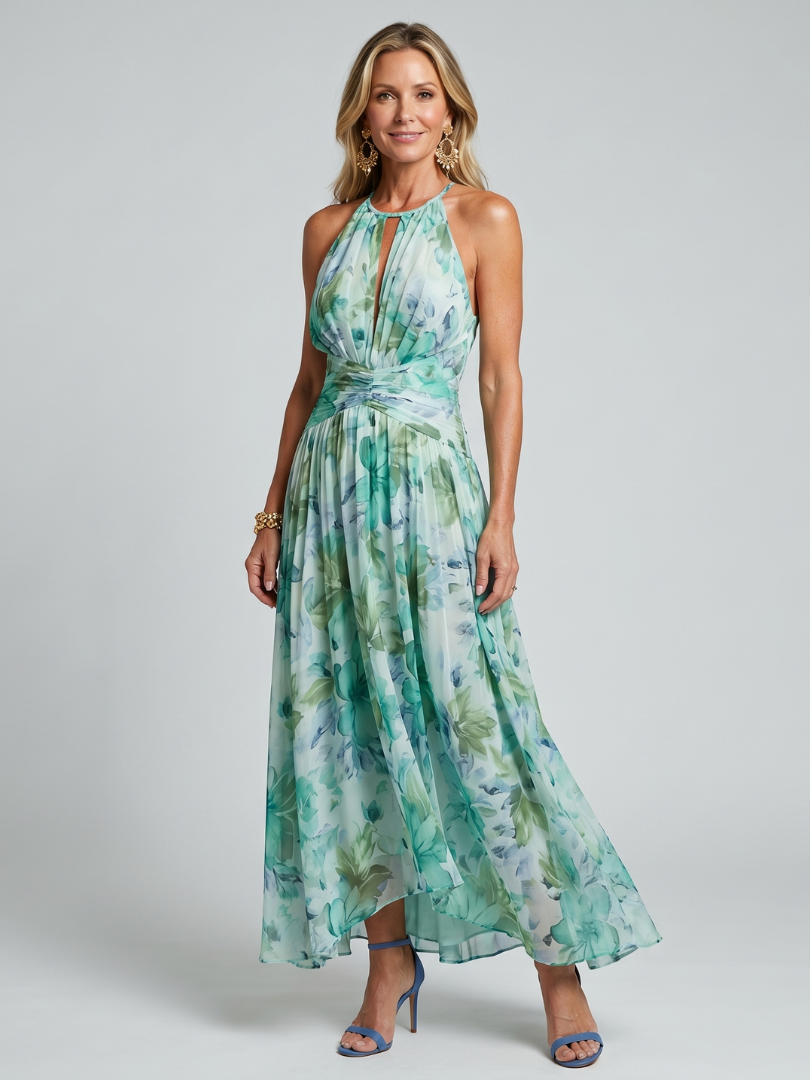 Damen Neckholder-Maxikleid