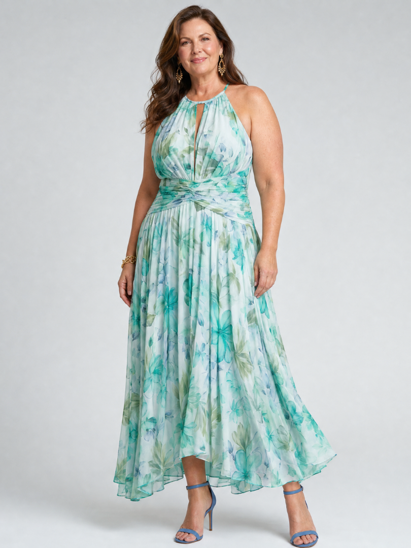 Damen Neckholder-Maxikleid