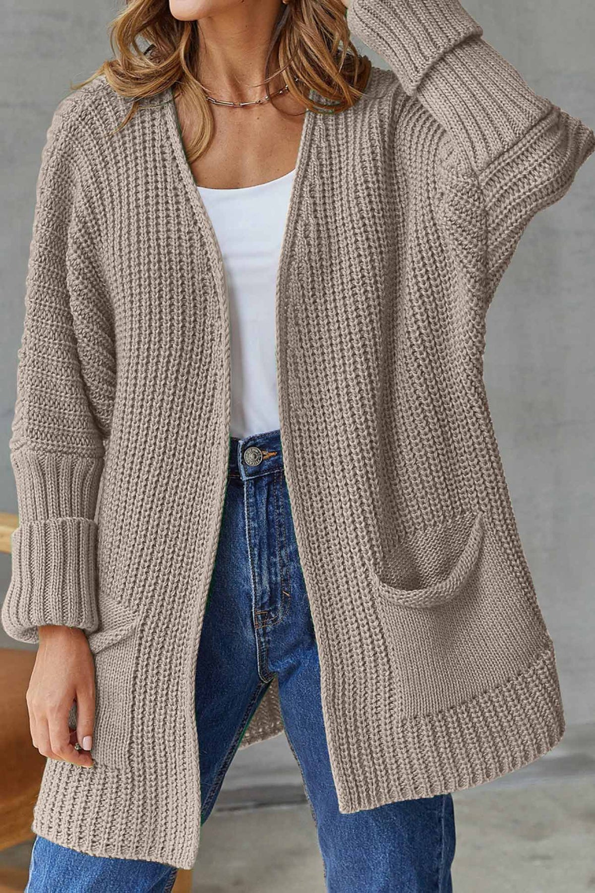Damen offener Strickcardigan