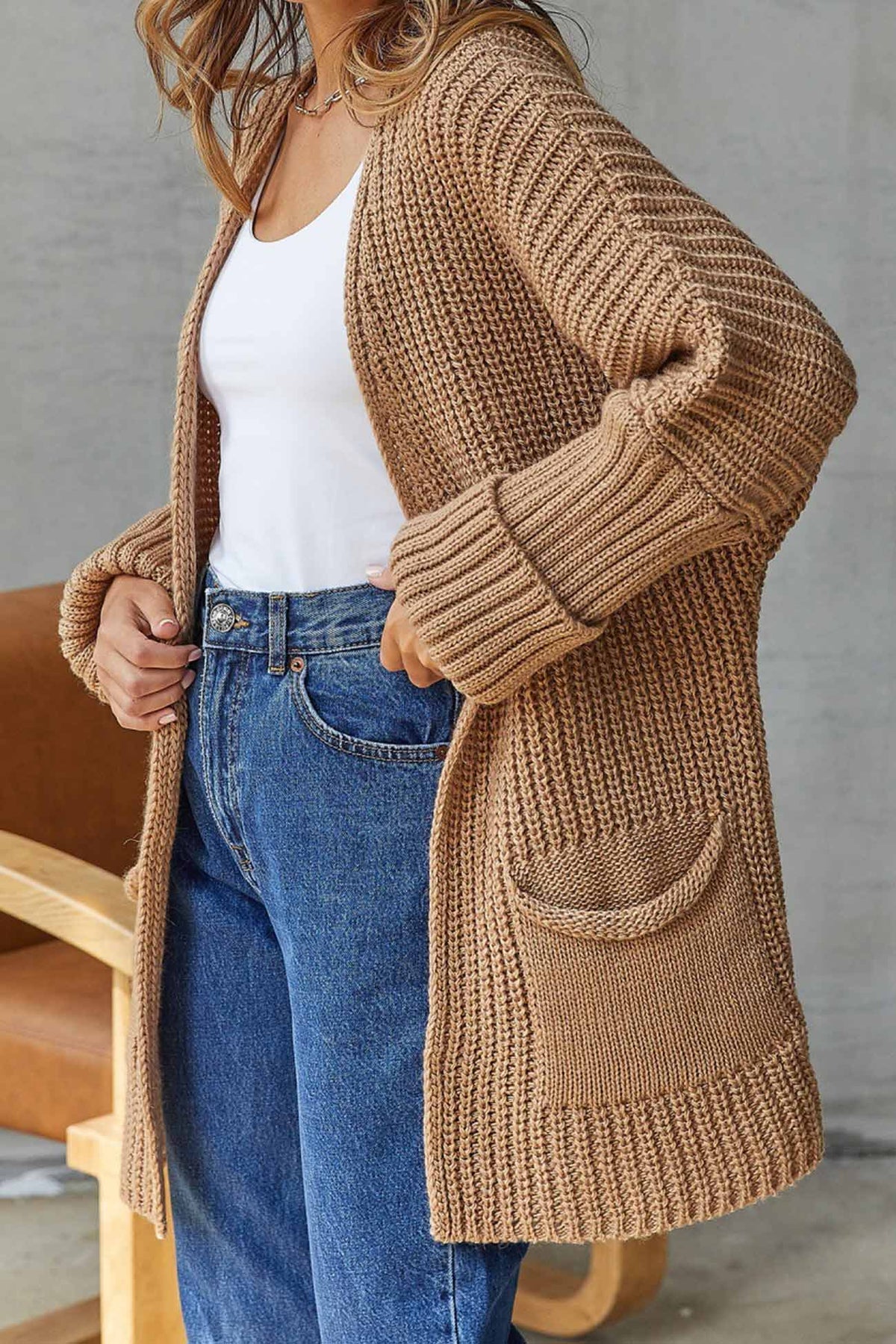 Damen offener Strickcardigan