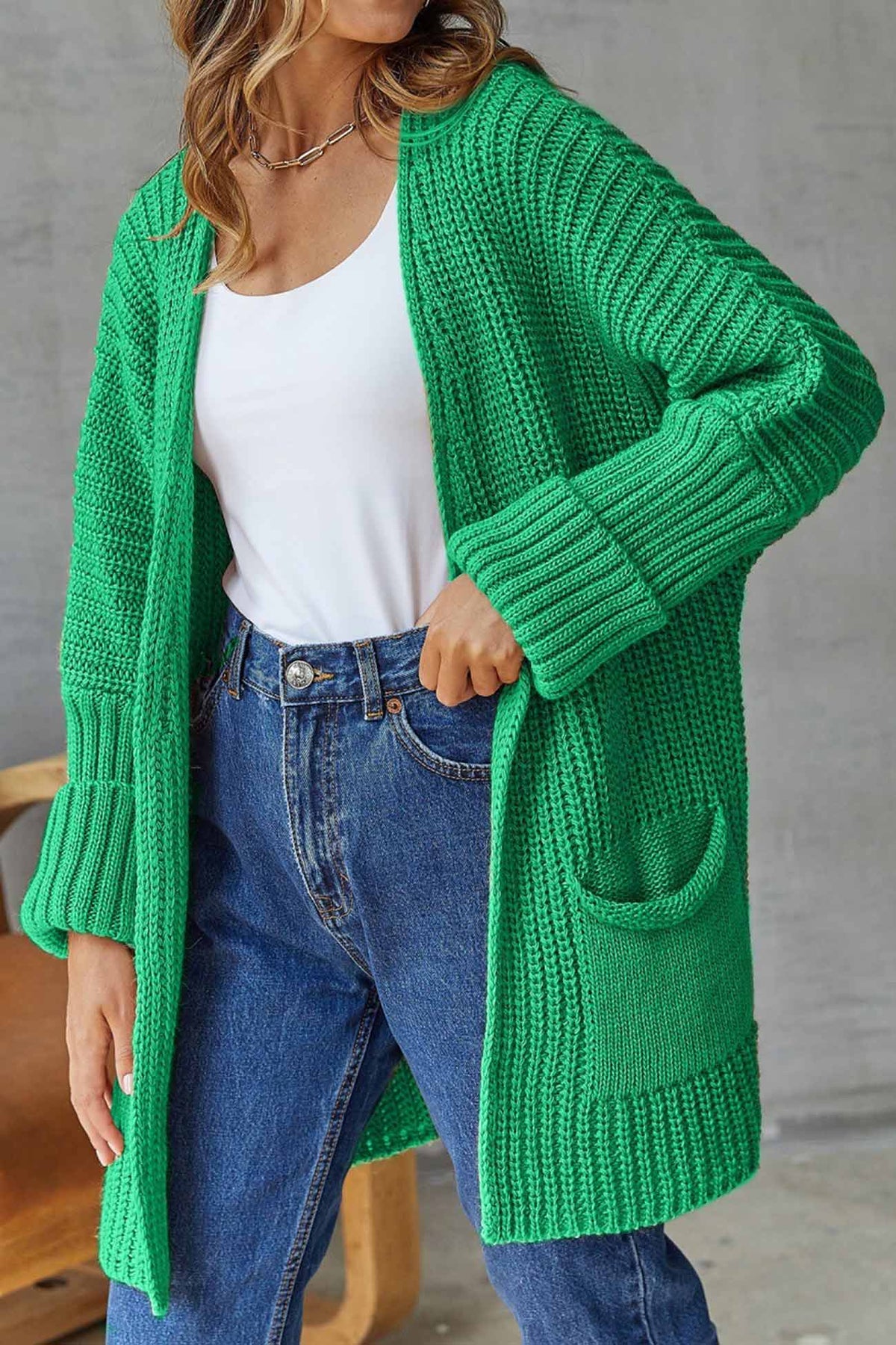 Damen offener Strickcardigan