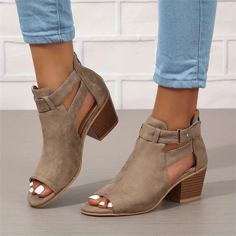 Damen-Stiefeletten mit offener Spitze
