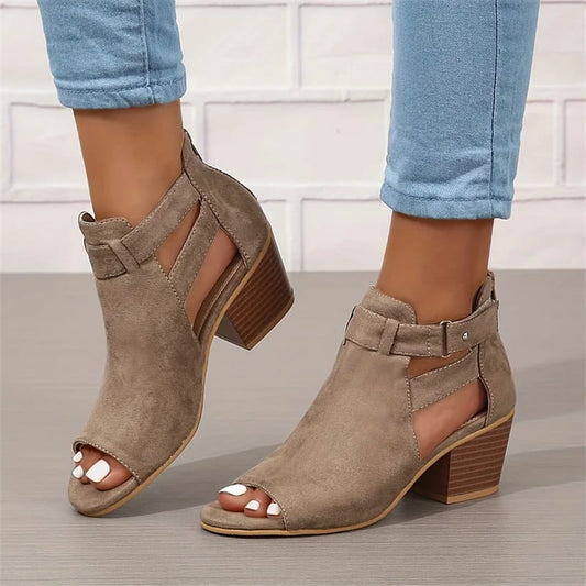 Damen-Stiefeletten mit offener Spitze