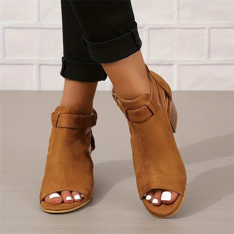 Damen-Stiefeletten mit offener Spitze