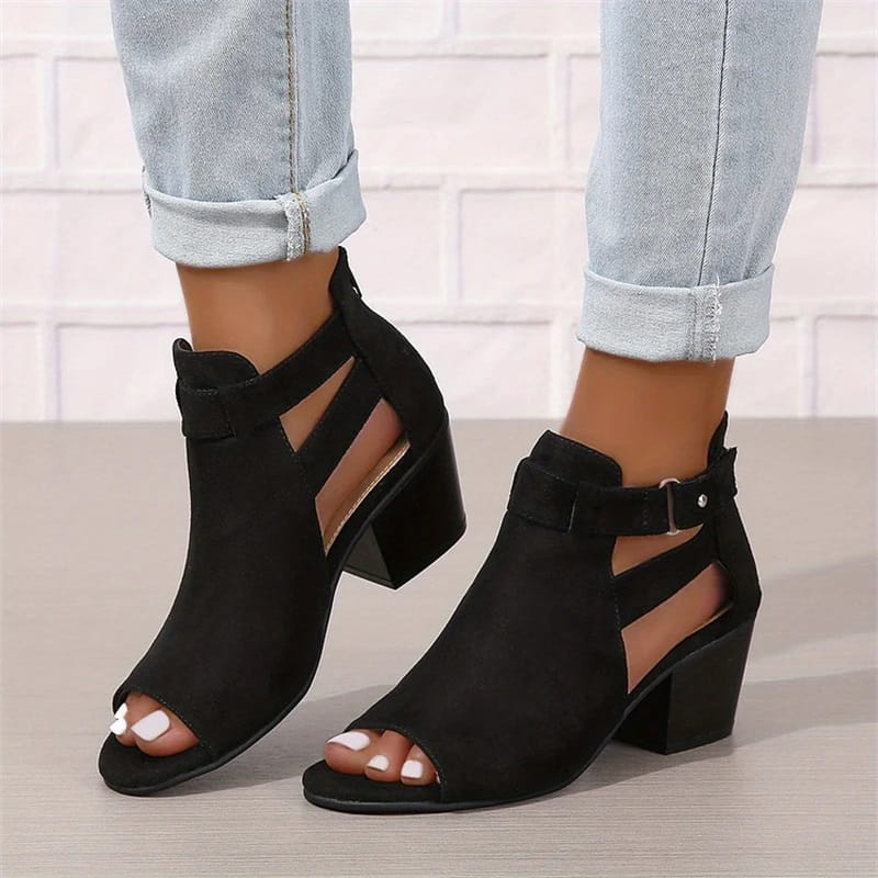 Damen-Stiefeletten mit offener Spitze