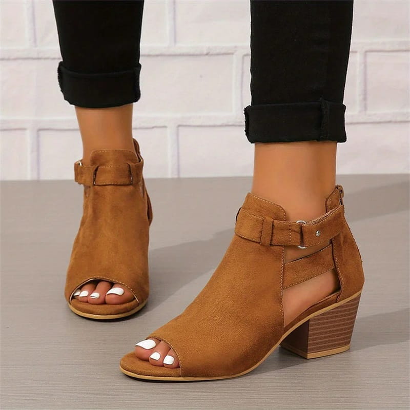Damen-Stiefeletten mit offener Spitze