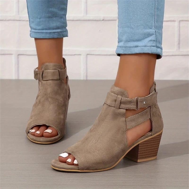 Damen-Stiefeletten mit offener Spitze
