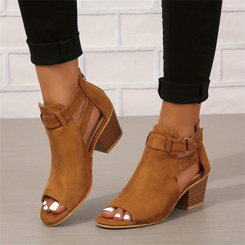 Damen-Stiefeletten mit offener Spitze