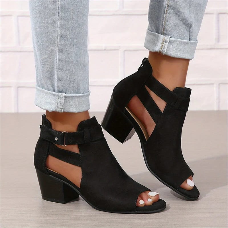 Damen-Stiefeletten mit offener Spitze