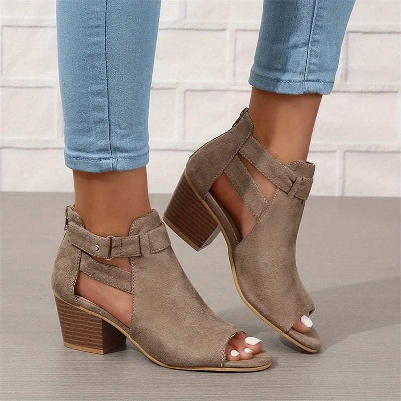 Damen-Stiefeletten mit offener Spitze