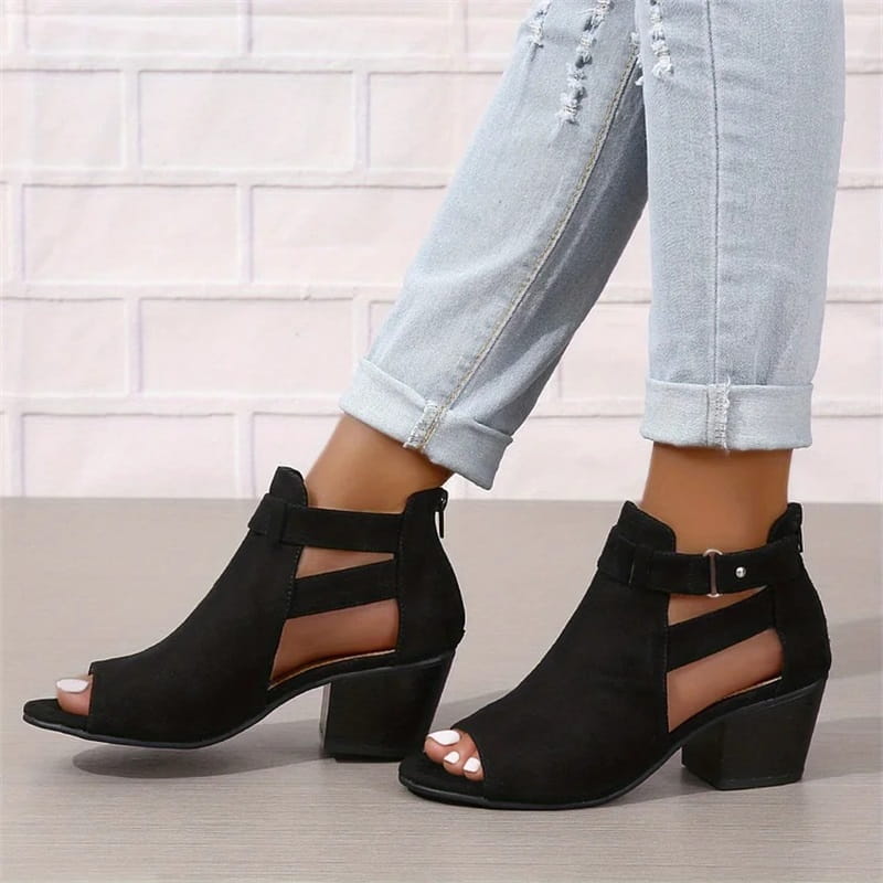 Damen-Stiefeletten mit offener Spitze