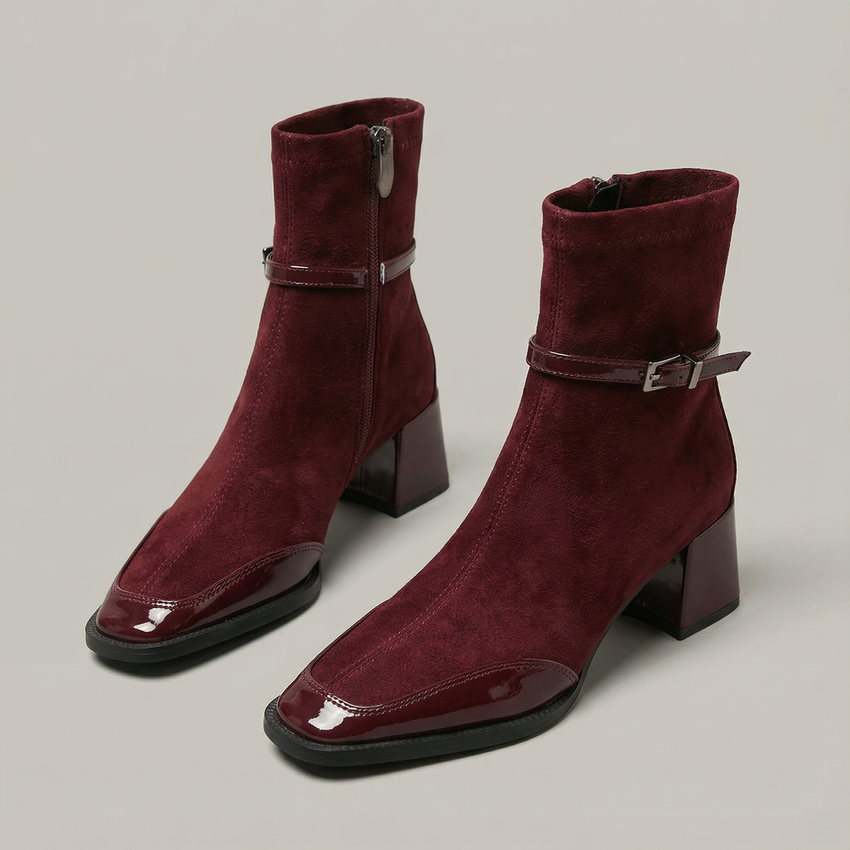 Orthopädische Damen-Stiefeletten mit eckiger Spitze