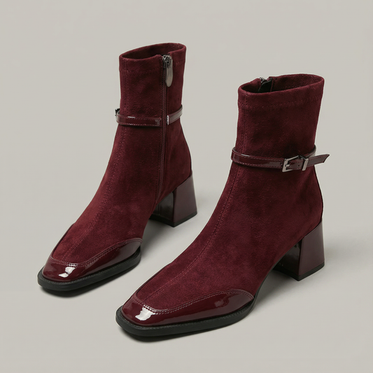 Orthopädische Damen-Stiefeletten mit eckiger Spitze