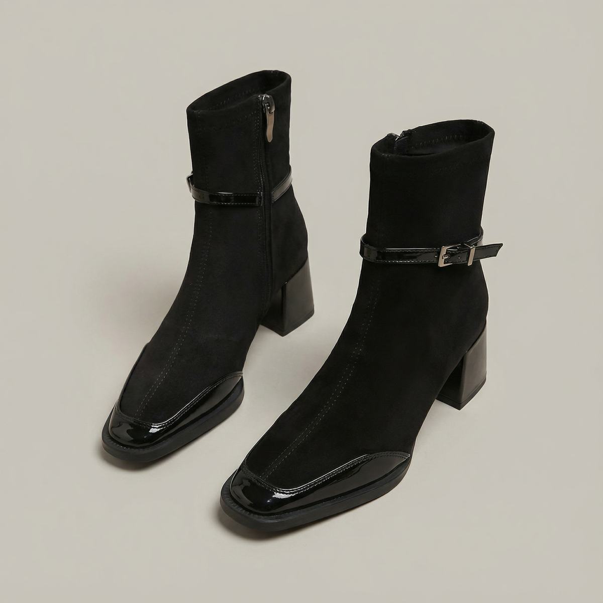 Orthopädische Damen-Stiefeletten mit eckiger Spitze