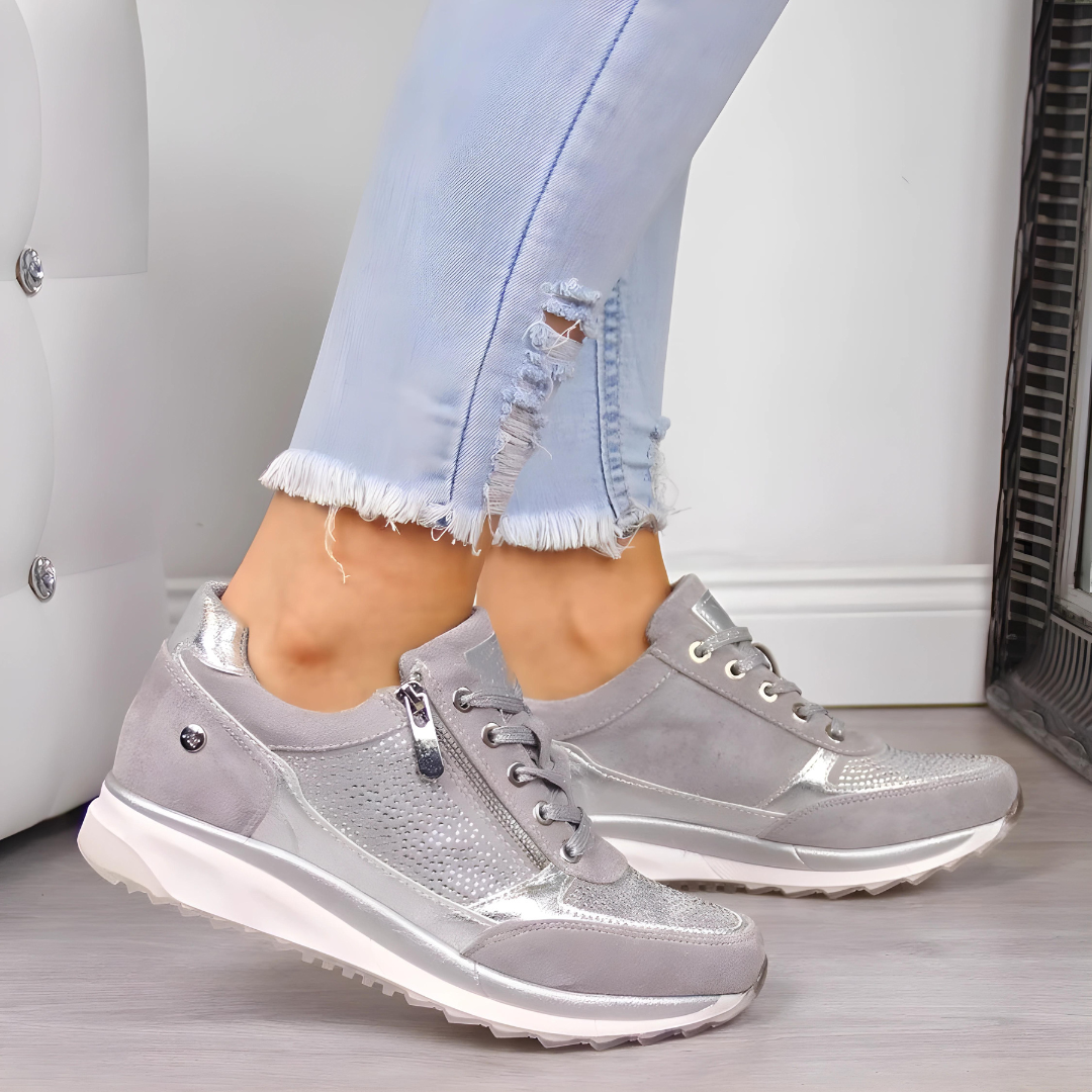 Orthopädische Damenschuhe mit Reissverschluss-Detail