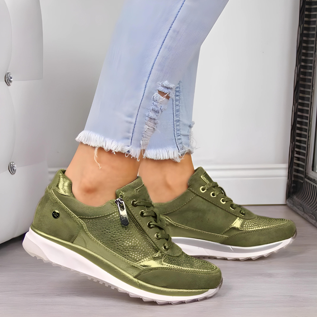 Orthopädische Damenschuhe mit Reissverschluss-Detail
