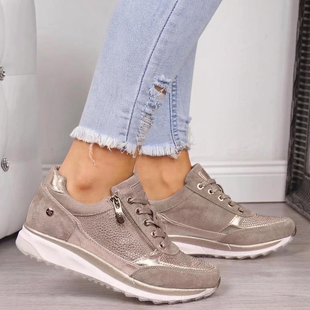 Orthopädische Damenschuhe mit Reissverschluss-Detail