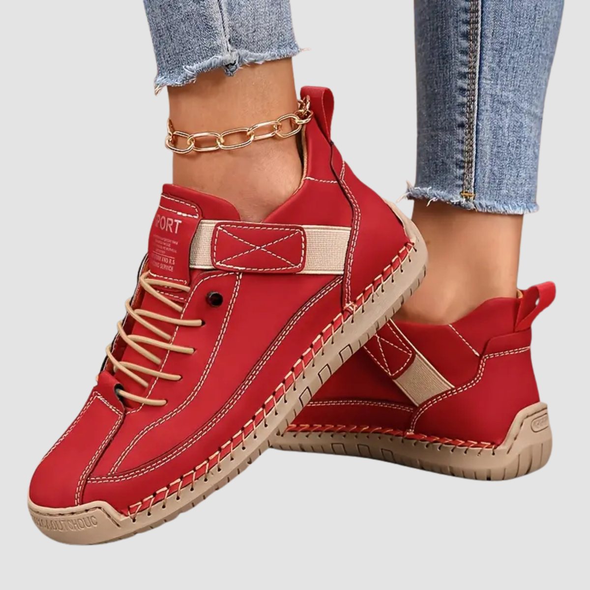 Orthopädische Damen-Sneaker mit Ziernähten
