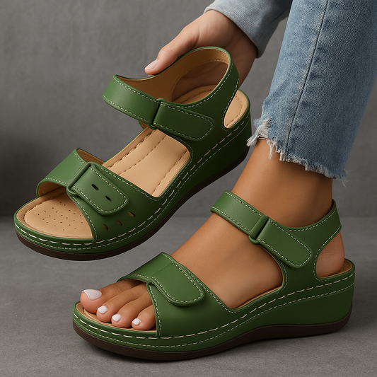 Orthopädische Damen-Plateausandalen mit Keilabsatz