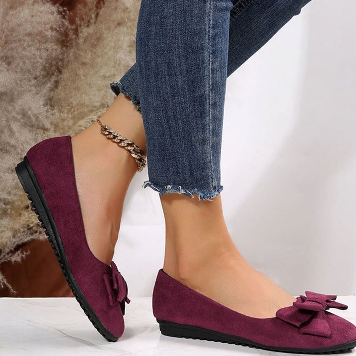 Orthopädischer Damen-Bequemschuh zum Hineinschlüpfen mit Schleifendetail