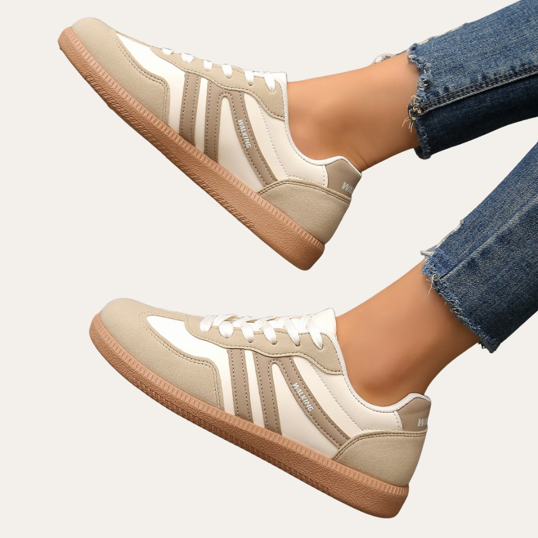 Orthopädische Leder-Sneaker für Damen - bequeme Freizeitschuhe mit Fussgewölbestütze, weicher Sohle und ergonomischer Passform