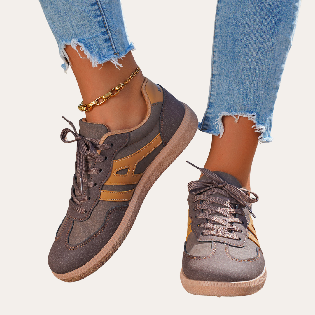 Orthopädische Leder-Sneaker für Damen - bequeme Freizeitschuhe mit Fussgewölbestütze, weicher Sohle und ergonomischer Passform