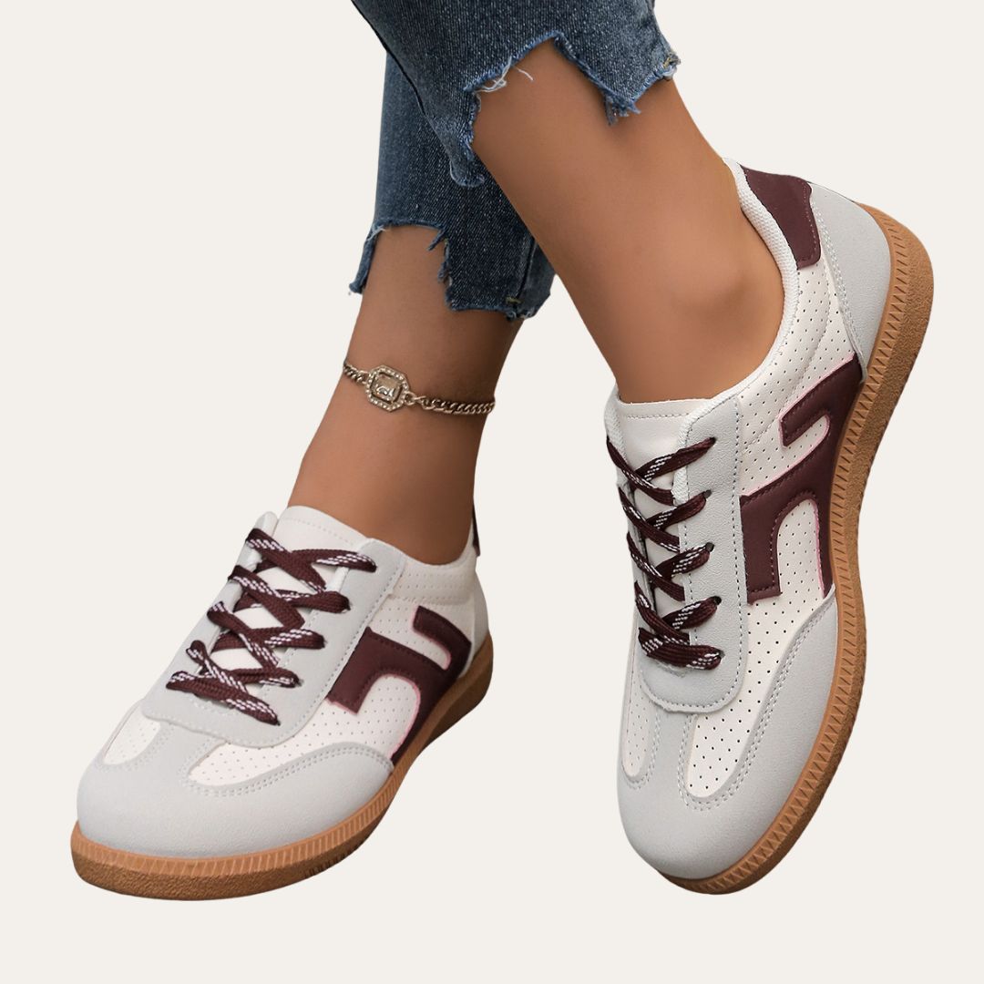 Orthopädische Leder-Sneaker für Damen - bequeme Freizeitschuhe mit Fussgewölbestütze, weicher Sohle und ergonomischer Passform