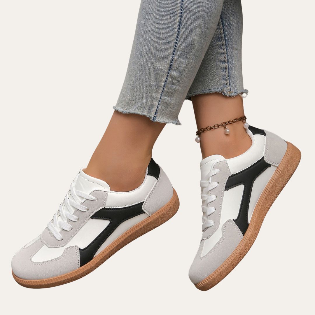 Orthopädische Leder-Sneaker für Damen - bequeme Freizeitschuhe mit Fussgewölbestütze, weicher Sohle und ergonomischer Passform