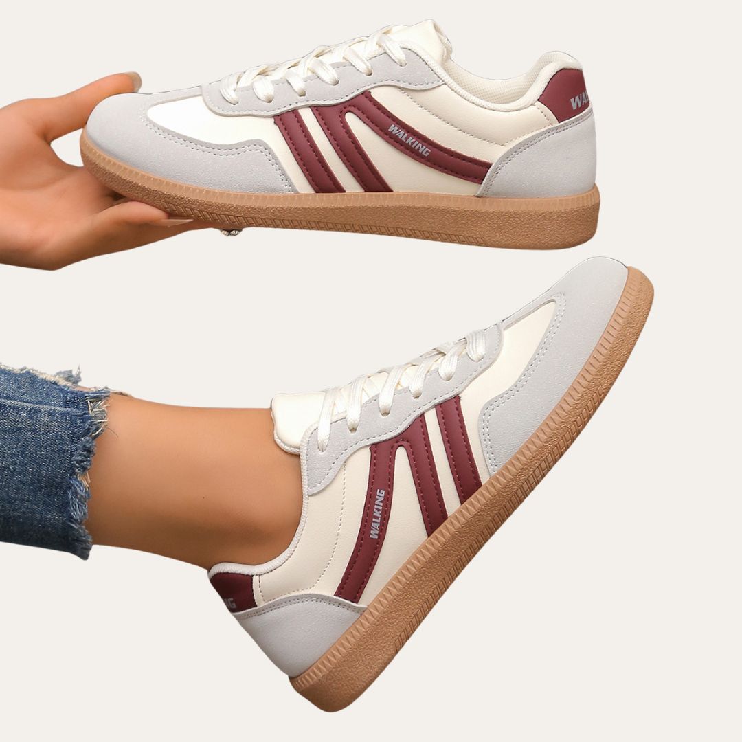 Orthopädische Leder-Sneaker für Damen - bequeme Freizeitschuhe mit Fussgewölbestütze, weicher Sohle und ergonomischer Passform