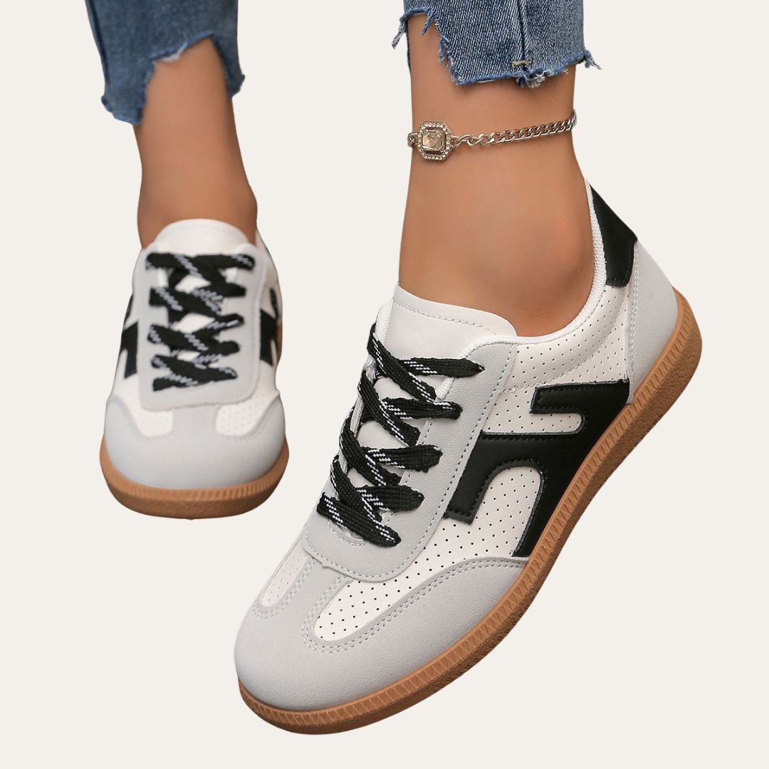 Orthopädische Leder-Sneaker für Damen - bequeme Freizeitschuhe mit Fussgewölbestütze, weicher Sohle und ergonomischer Passform