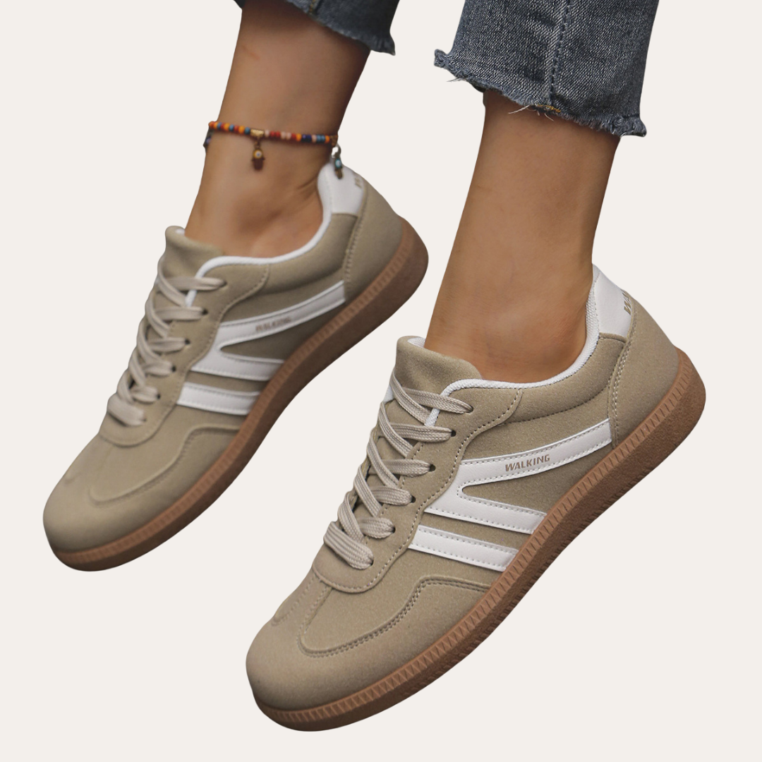 Orthopädische Leder-Sneaker für Damen - bequeme Freizeitschuhe mit Fussgewölbestütze, weicher Sohle und ergonomischer Passform