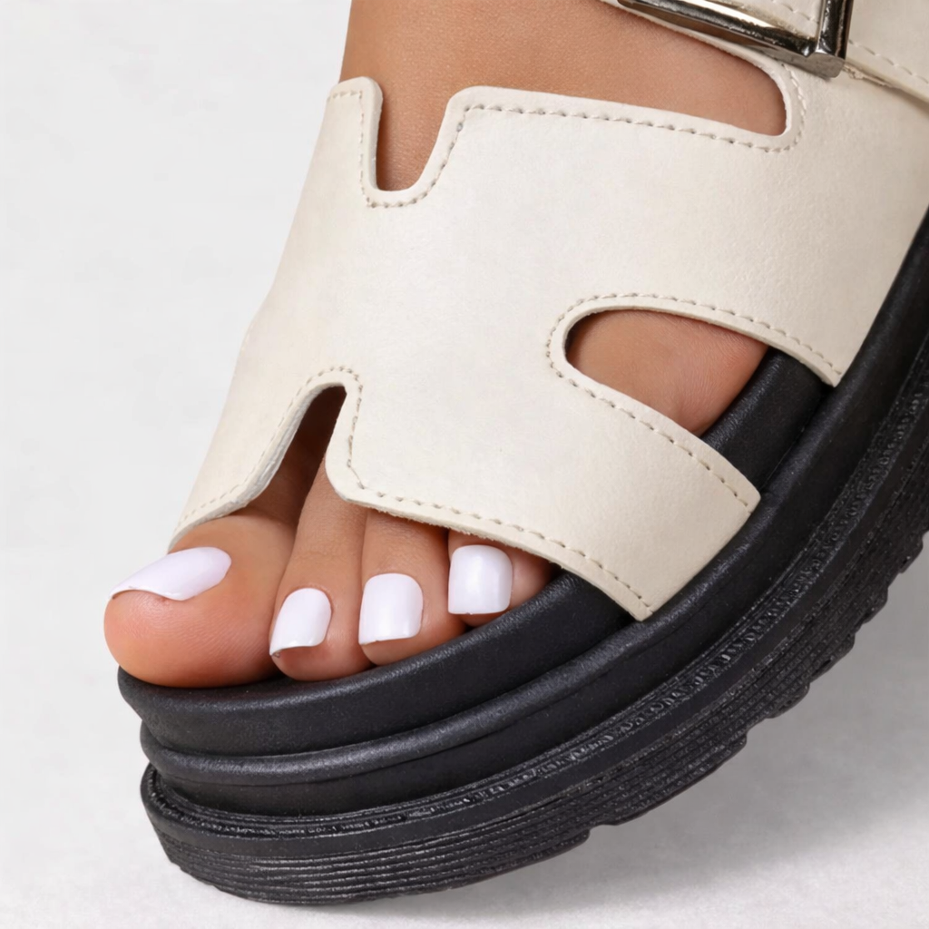Orthopädische Damensandalen mit Profilsohle