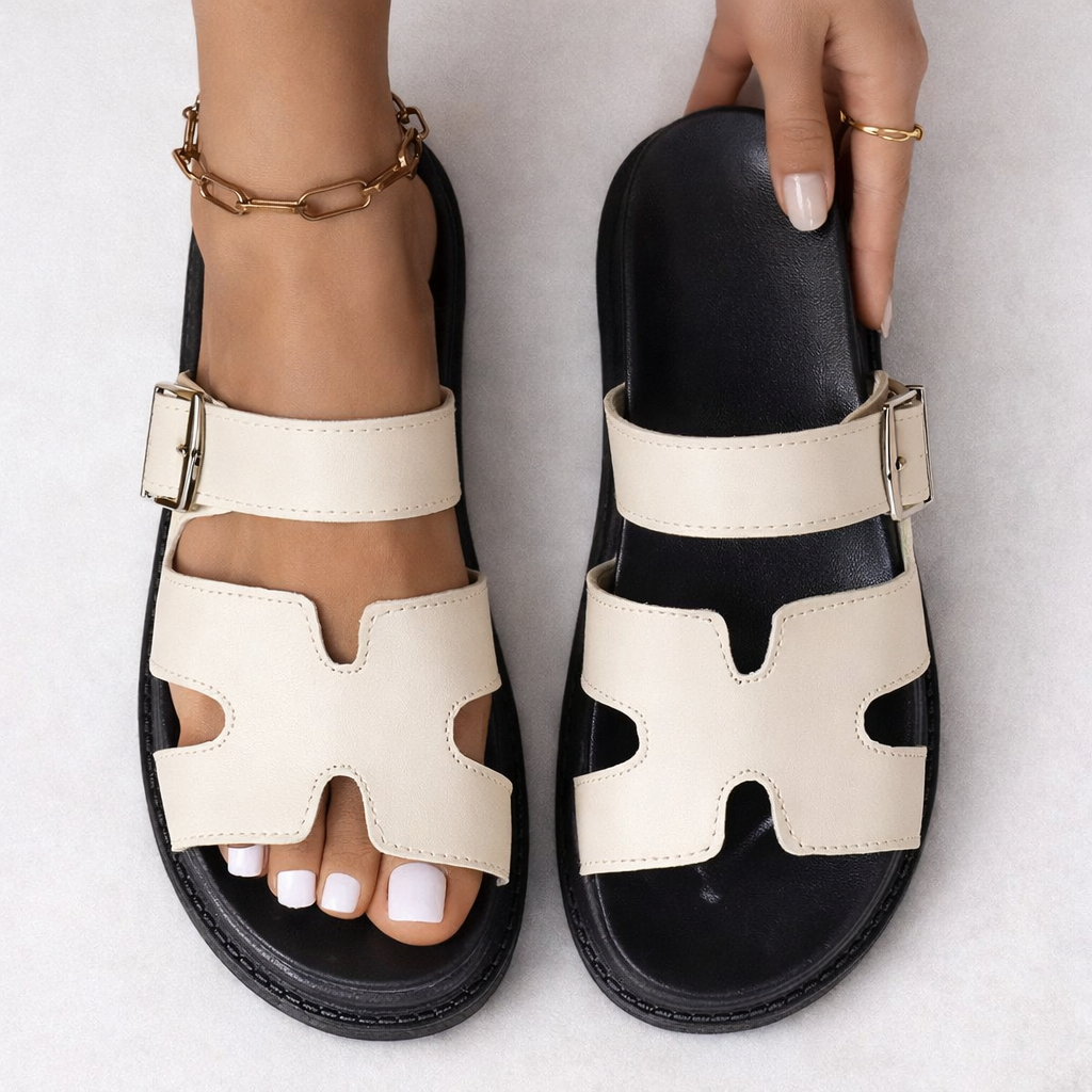 Orthopädische Damensandalen mit Profilsohle