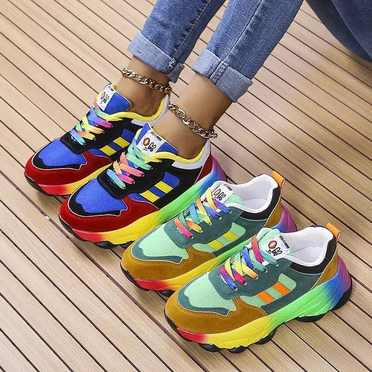 Orthopädische Damen-Sneaker in Regenbogenfarben – leicht und bequem